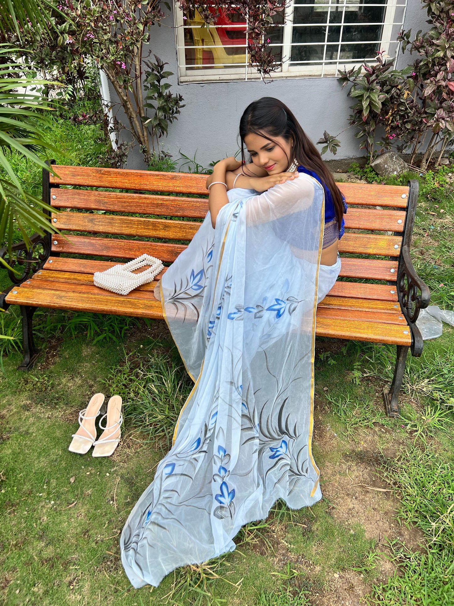 Designer Hand-Painted Chiffon Sarees with Florals – Sophisticated Style