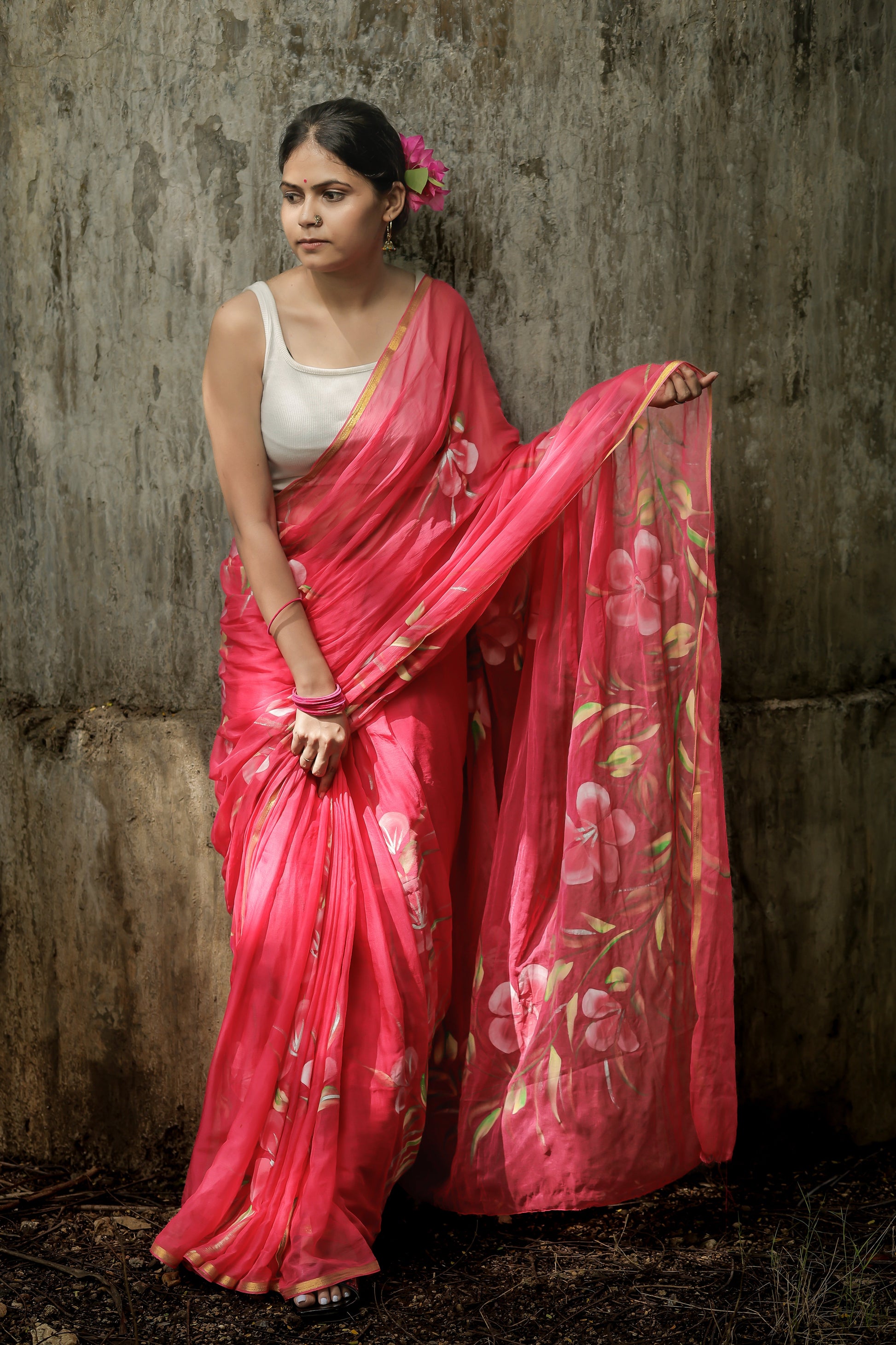 Lightweight & Elegant Hand-Painted Chiffon Sarees for Casual Wear