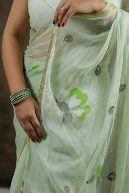 Beautiful Handcrafted Floral Motif Chiffon Sarees for Women