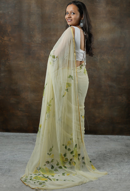 Lightweight & Elegant Hand-Painted Chiffon Sarees for Casual Wear