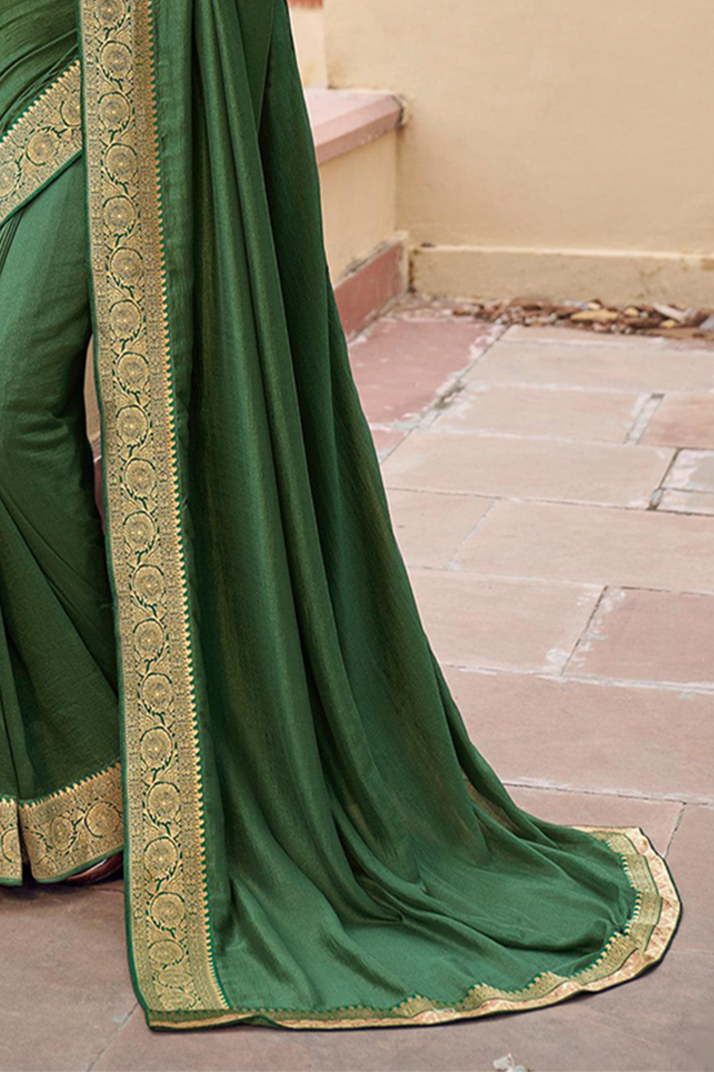 Chic Sage Green Soft Silk Saree with Designer Blouse