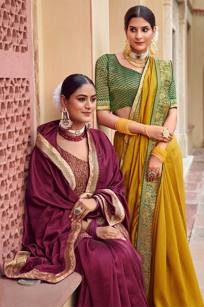 Graceful Wine Soft Silk Saree with Designer Blouse