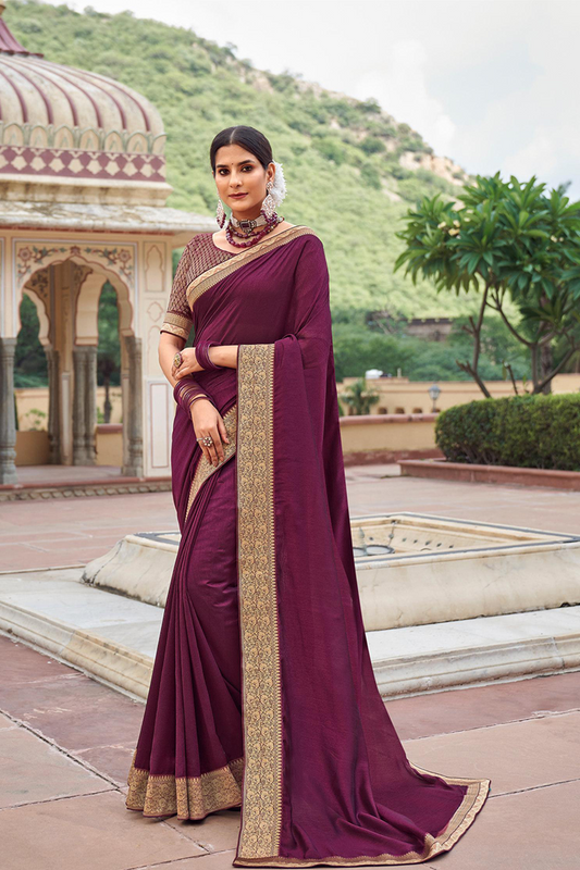 Graceful Wine Soft Silk Saree with Designer Blouse