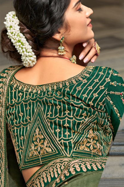 Hemlock Green Saree with Designer Border