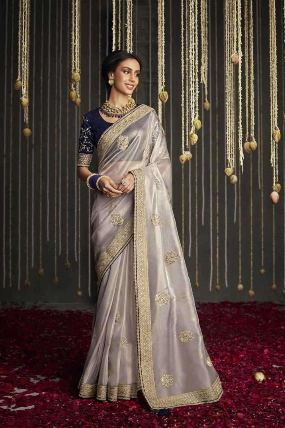 Cloud Pink Designer Silk Saree with latest Designer Blouse