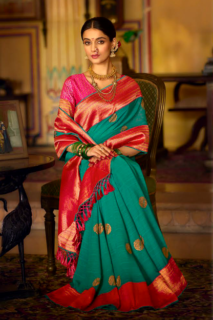 Teal Blue Georgette Saree with Designer Border