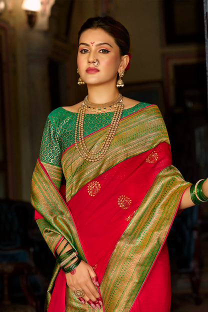 Red Georgette Saree with Designer Border