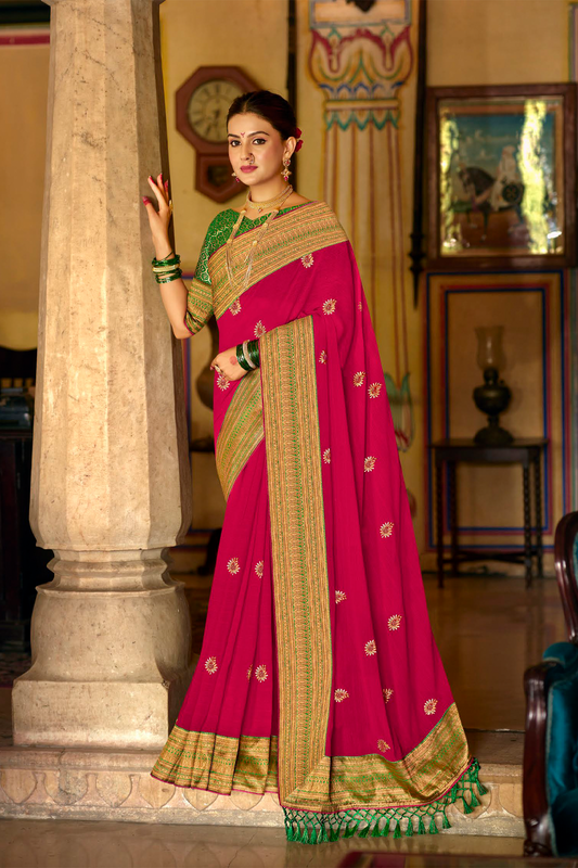 Rani Pink Georgette Saree with Designer Border