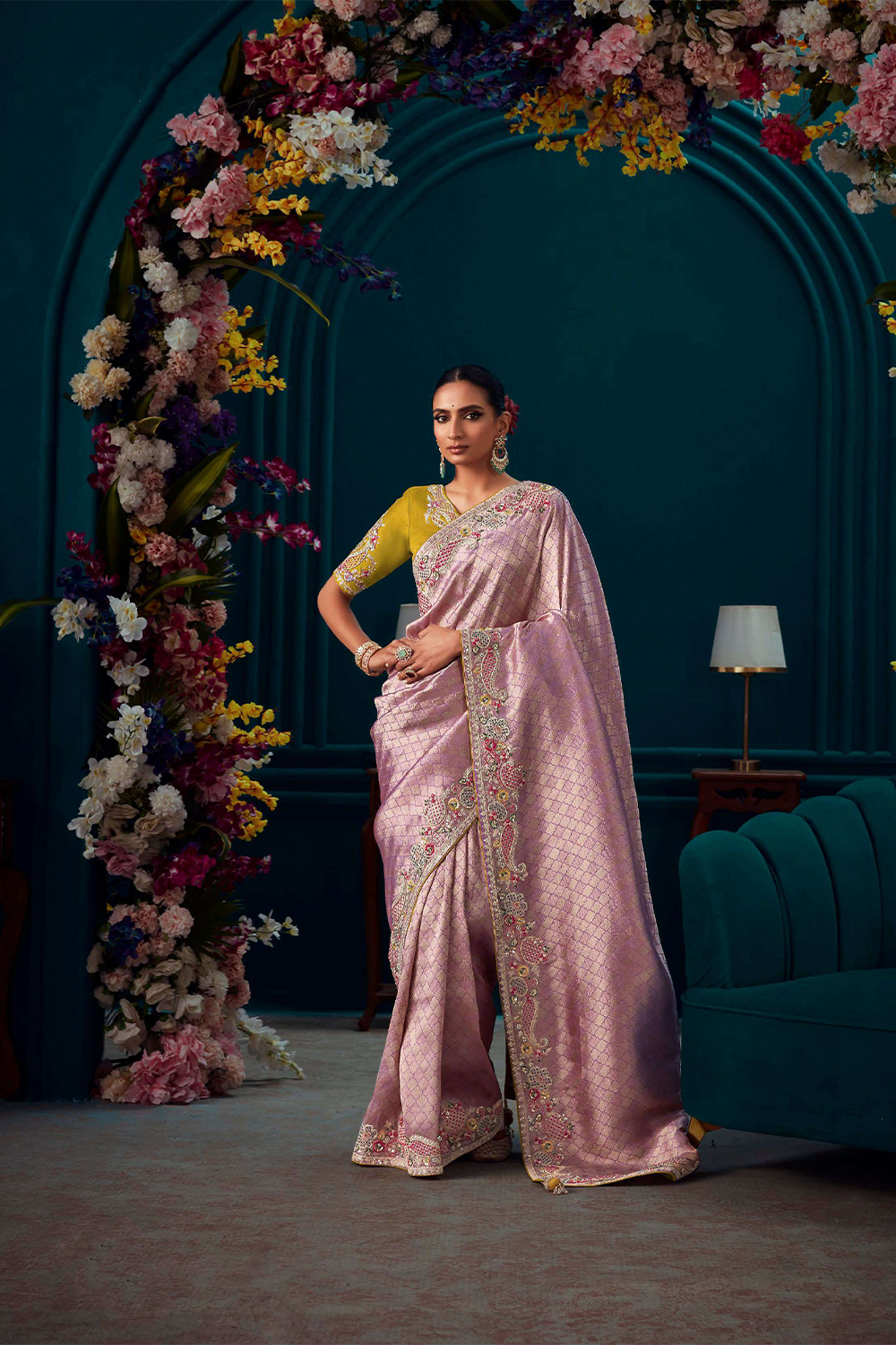 Light Purple Designer Silk Saree with Latest Designer Blouse