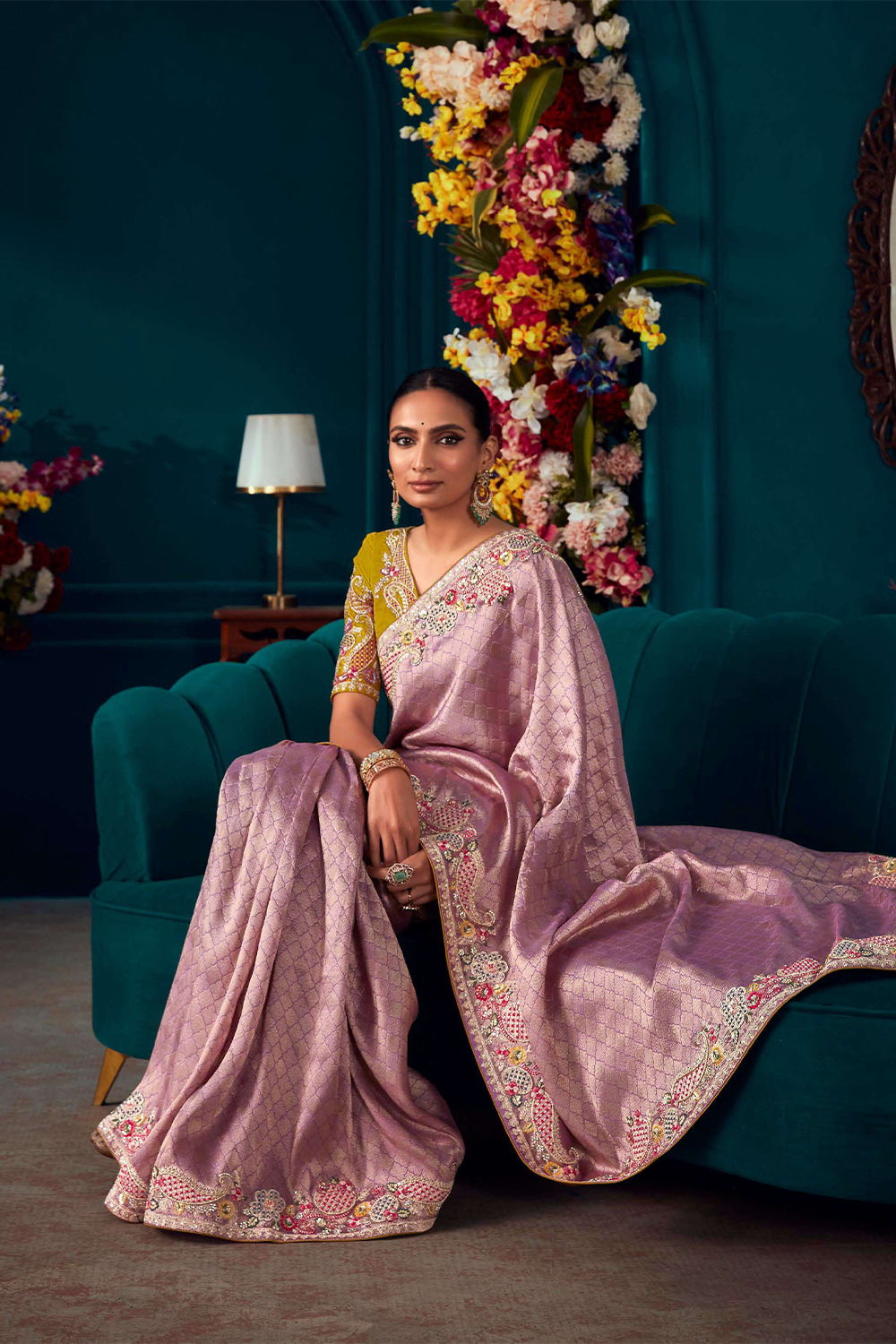 Light Purple Designer Silk Saree with Latest Designer Blouse