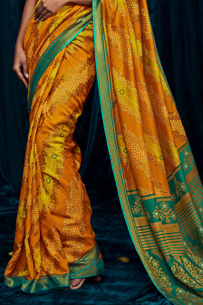 Soft Canary Yellow Saree with Green Blouse