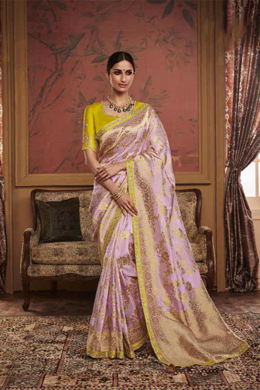 Ambikam Light Lavender Dola Silk Saree with Latest Designer Blouse