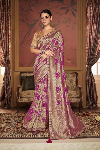 Ambikam Rani Pink Dola Silk Saree with Latest Designer Blouse