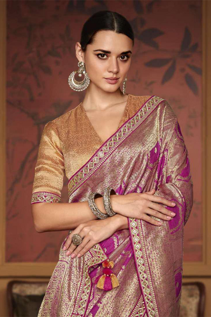 Ambikam Rani Pink Dola Silk Saree with Latest Designer Blouse