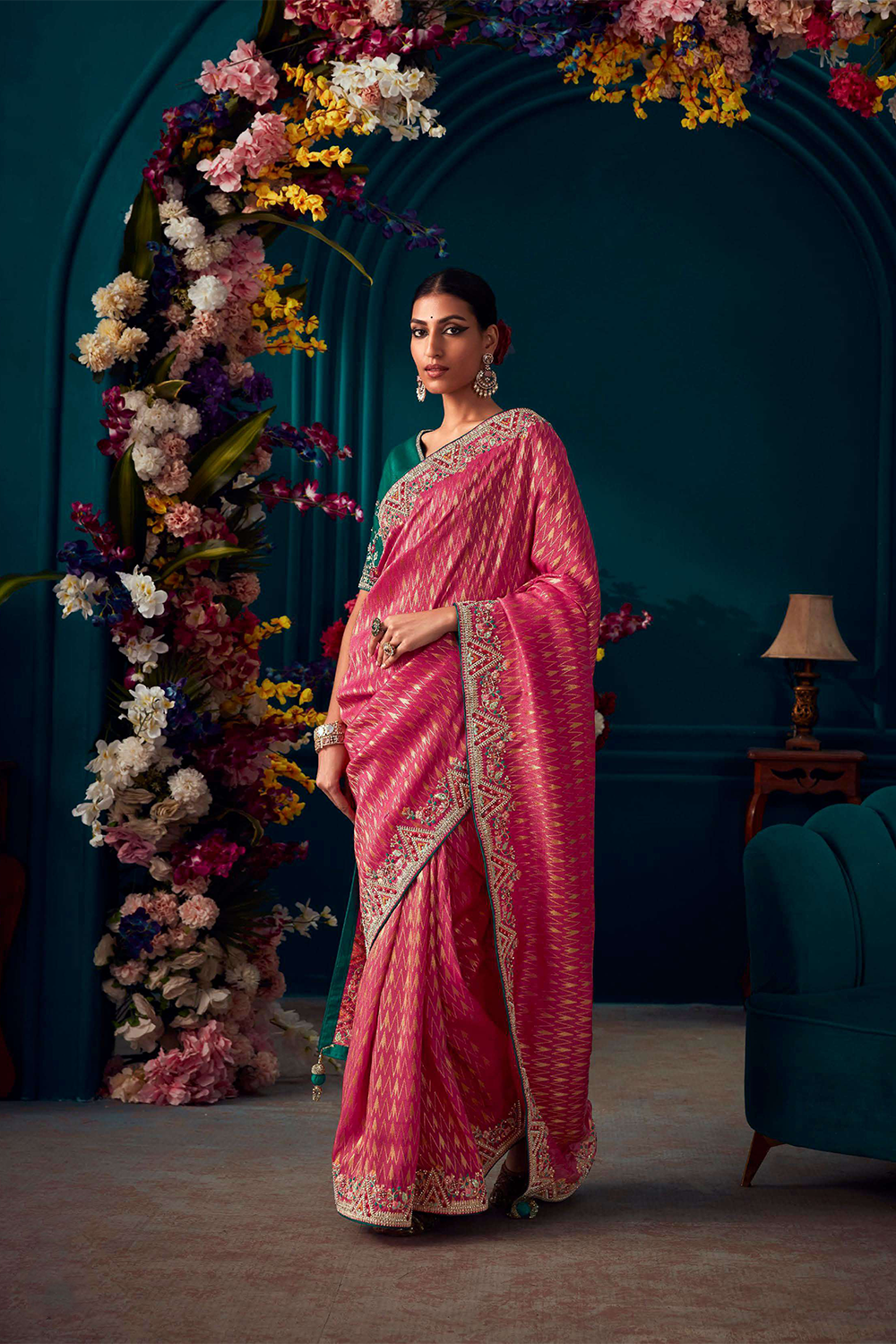 Pink Designer Silk Saree with Latest Designer Blouse