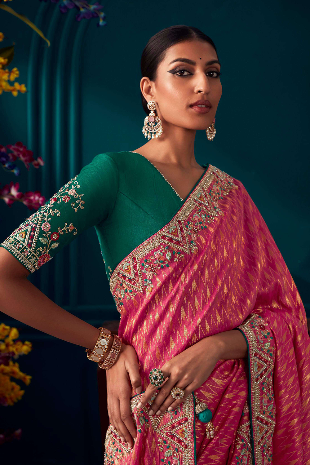 Pink Designer Silk Saree with Latest Designer Blouse