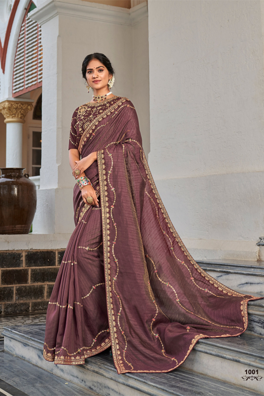 Umber Brown Saree with Designer Border