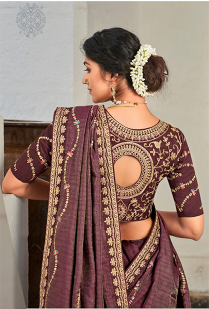 Umber Brown Saree with Designer Border