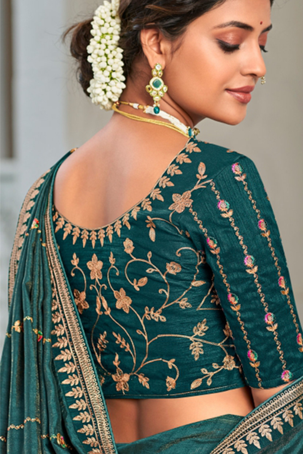 Teal Green Saree with Designer Border